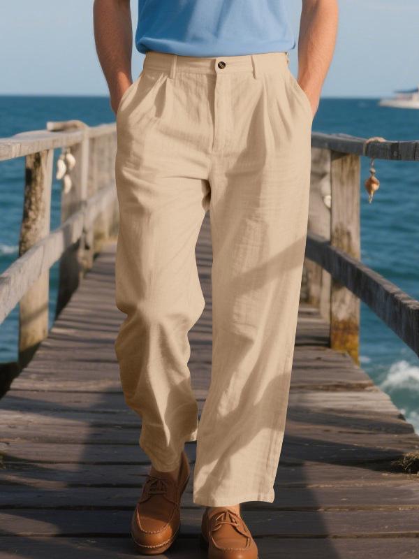 Men's European Casual Loose Linen Trousers - Breathable & Comfortable for Business or Commuting