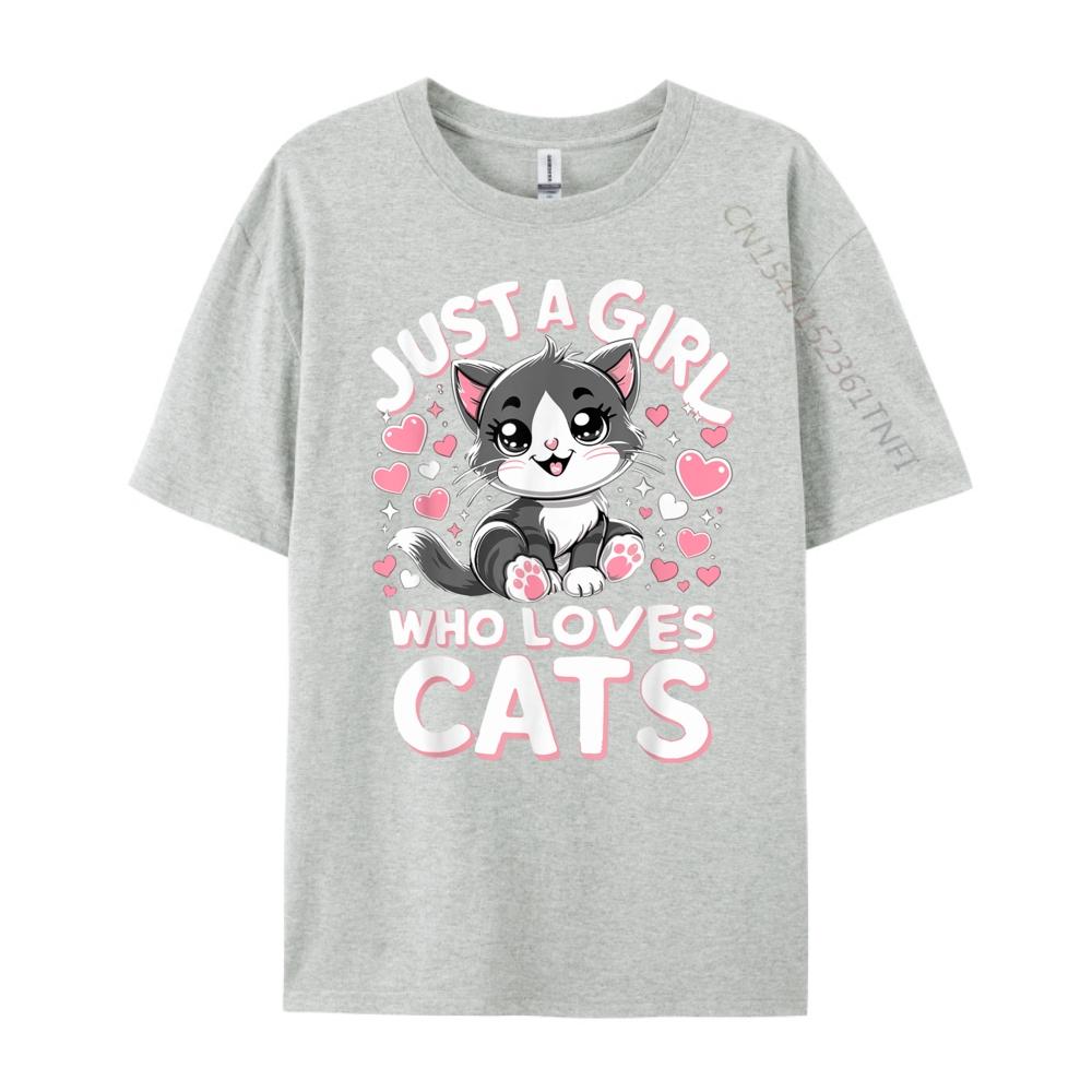 Just A Girl Who Loves Cats Cute Cat Oversized T Shirt Men TShirt