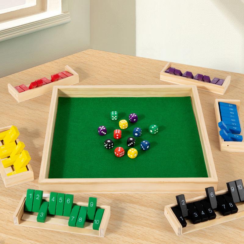 Wooden Children Admit Double-Sided Digital Flop Dice Game Chess Parent-Child Interactive Board Game Puzzle Board Toy
