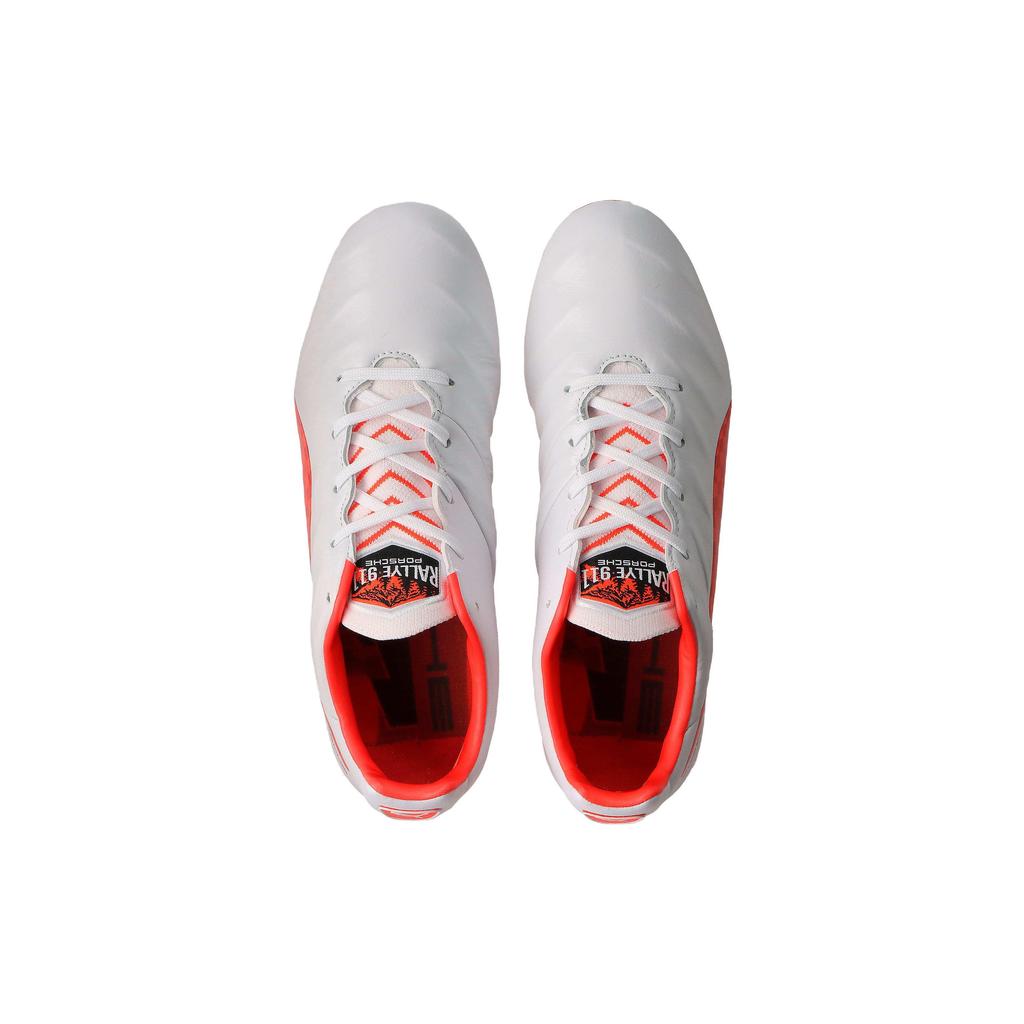 Puma King Platinum 21 Rally FG/AG Fabric Low-Top Soccer Shoes Men Soccer Shoes White Orange 107109-01