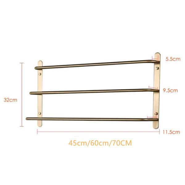 Drei gestaffelte Schichten Handtuchhalter Bars Handtuchhalter Badezimmer Zubehör Set 304 Edelstahl Golden