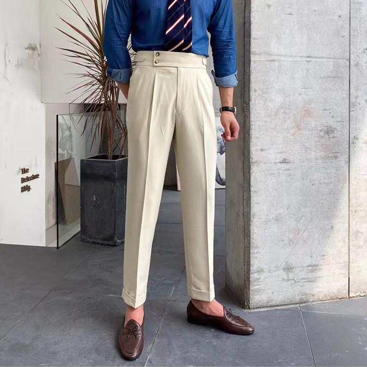 Naples Formelle Hose mit mittlerer Taille und hoher Taille – Freizeitanzughose für Frühling und Herbst F125