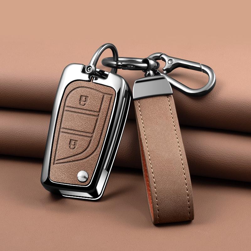 Zinc Alloy Leather Car Key Case For Toyota Auris Corolla Avensis Verso Yaris Aygo Scion Tc Im Camry Rav4 Forturner Hilux Key Fob