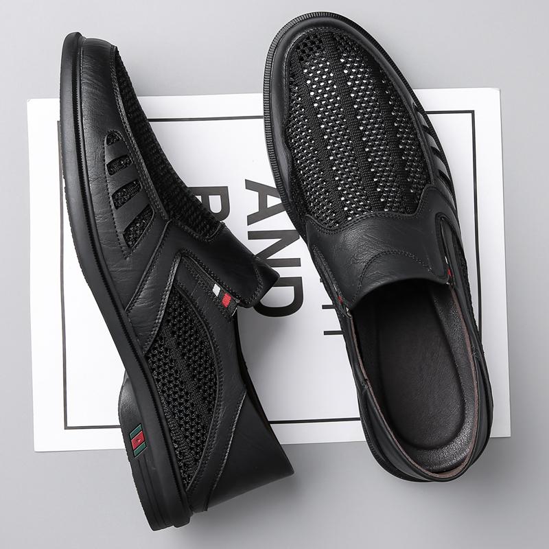 Fashion2024 Summer New Flat Shoes Hollow Breathable Men's Casual Shoes Soft Sole Durable Men's Loafers Versatile Business Shoes