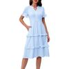 Dresses For Women Summer Casual Button Up V-neck Short Sleeve Wear To Work Dresses