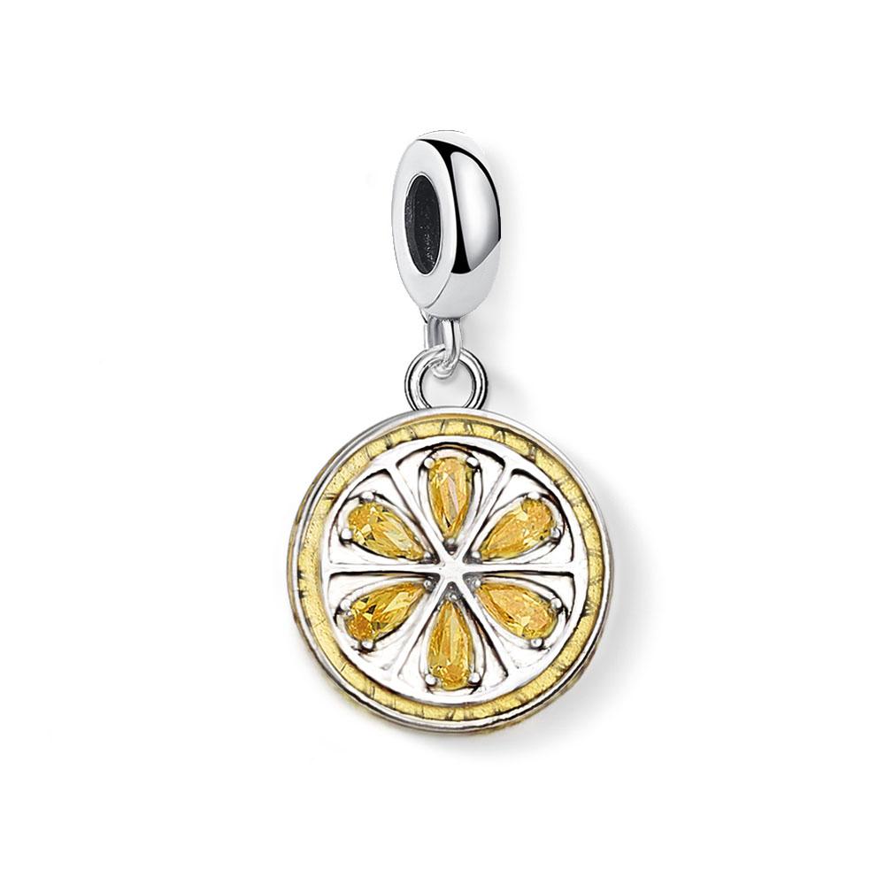 

Yellow Lemon Pendant 925 Silver Dangle Charm Women Men Trendy Fine Jewelry