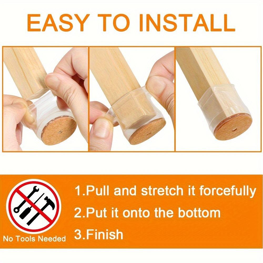 24 Pcs Chair Leg Protectors for Hardwood Floors Silicone Chair Caps Covers Feet Furniture Pads Sliders Wrapped Felt Bottom