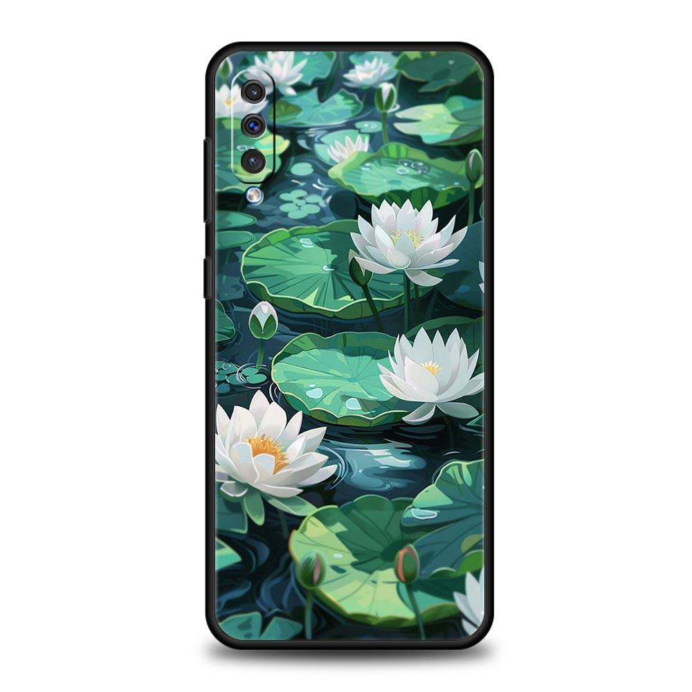Phone Case For Samsung A56 A36 A26 A24 A12 A14 A16 A50 A70 A20E A10S A22 A40 A34 A54 A42 A52 5G A04s A06 Cover Lotus Pattern