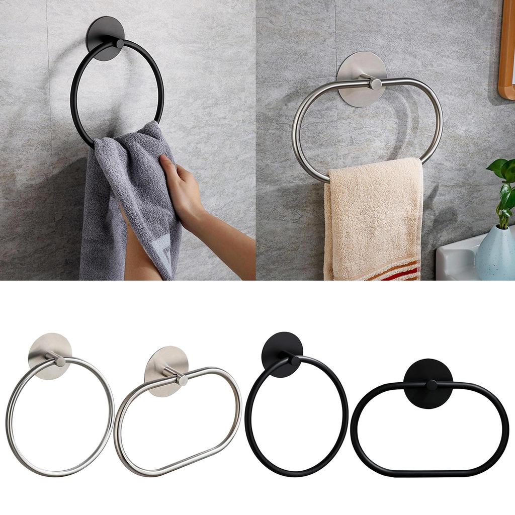 Stainless Steel Towel Rings Hand Towel Holder Bathroom Wall Mounted Kitchen Towel Rack Self Adhesive Bathroom Accessory