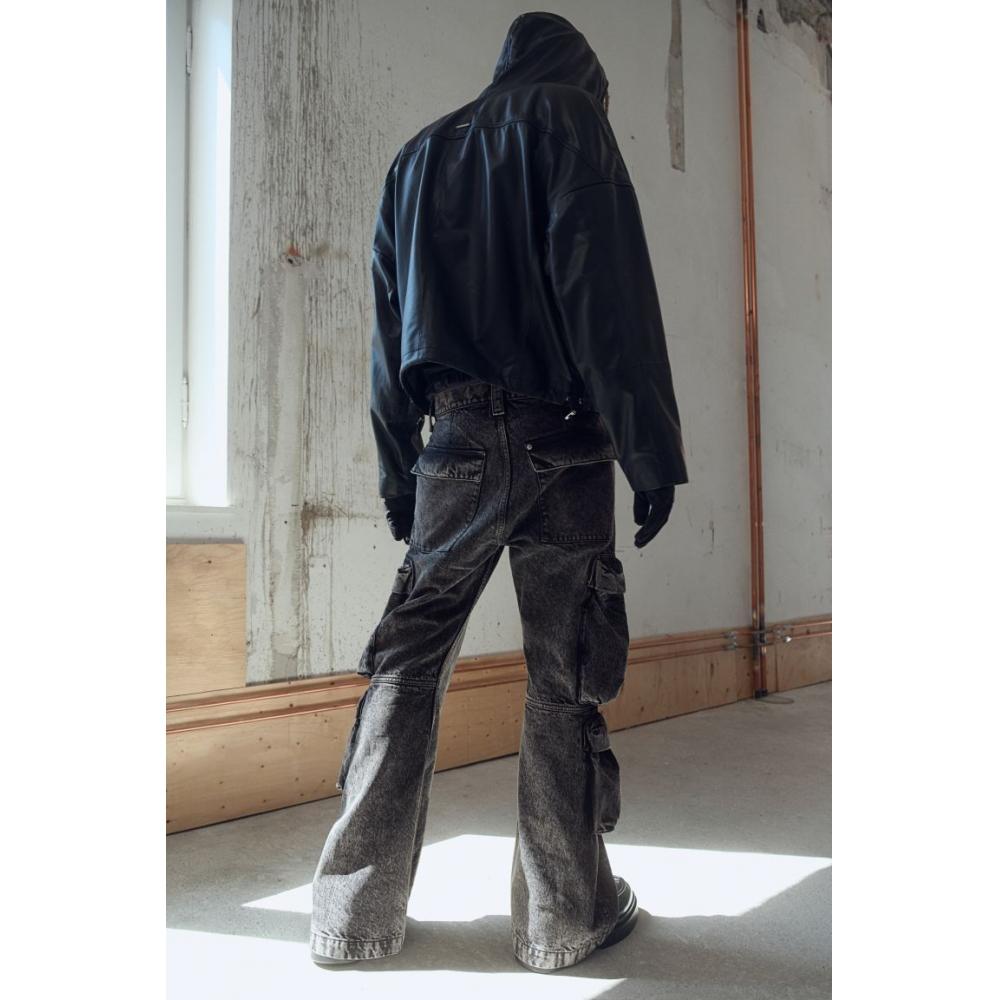 H M Baggy Cargo Jeans Dark deniM Grey