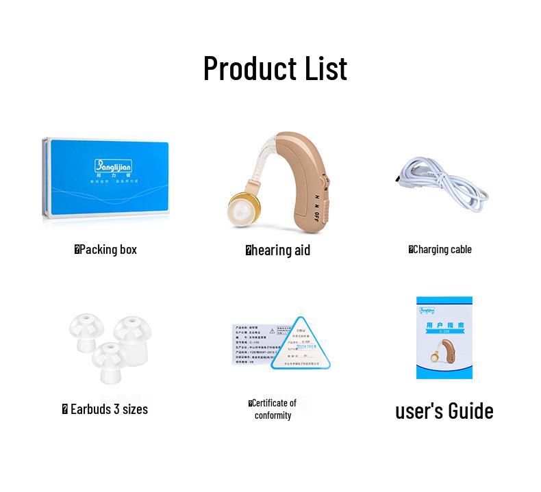 Banglijian C-109 Behind-the-Ear Rechargeable Hearing Aid for Seniors