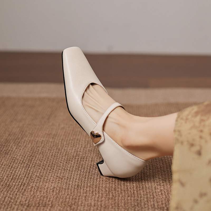 Krazing Pot Microfiber Square Toe Thick Med Heels Spring Summer Shoes Big Size 43 concise style Women Office Lady Pumps
