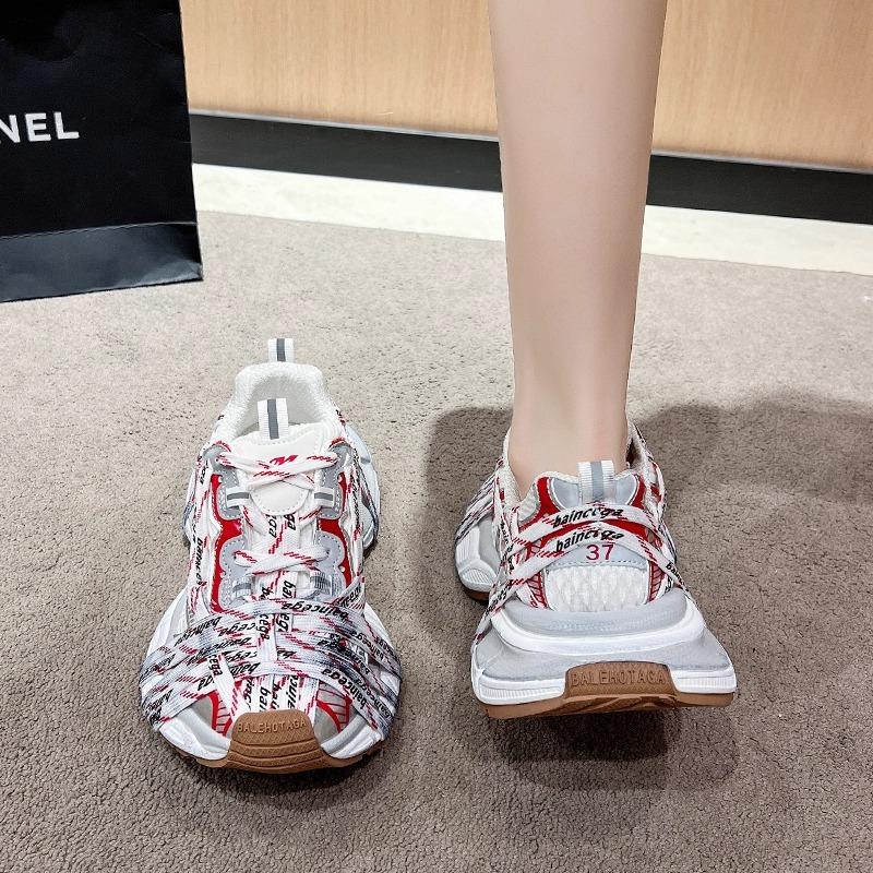 Men's and women's spider woven strap letter dad shoes 2025 autumn new models old thick-soled mesh breathable sneakers