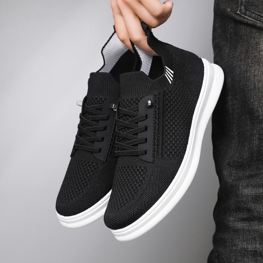 

Men s shoes summer new fly-woven mesh casual sports breathable student mesh shoes men s lazy one-pedal flat shoes 39 чёрный