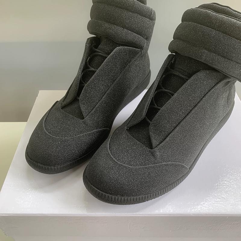 Unisex Buty Wysokie ze Skóry Naturalnej Męskie Sznurowane Buty do Chodzenia Płaskie Codzienne Buty Sportowe Zapięcie na Rzepy Buty na Kostkę Outdoor
