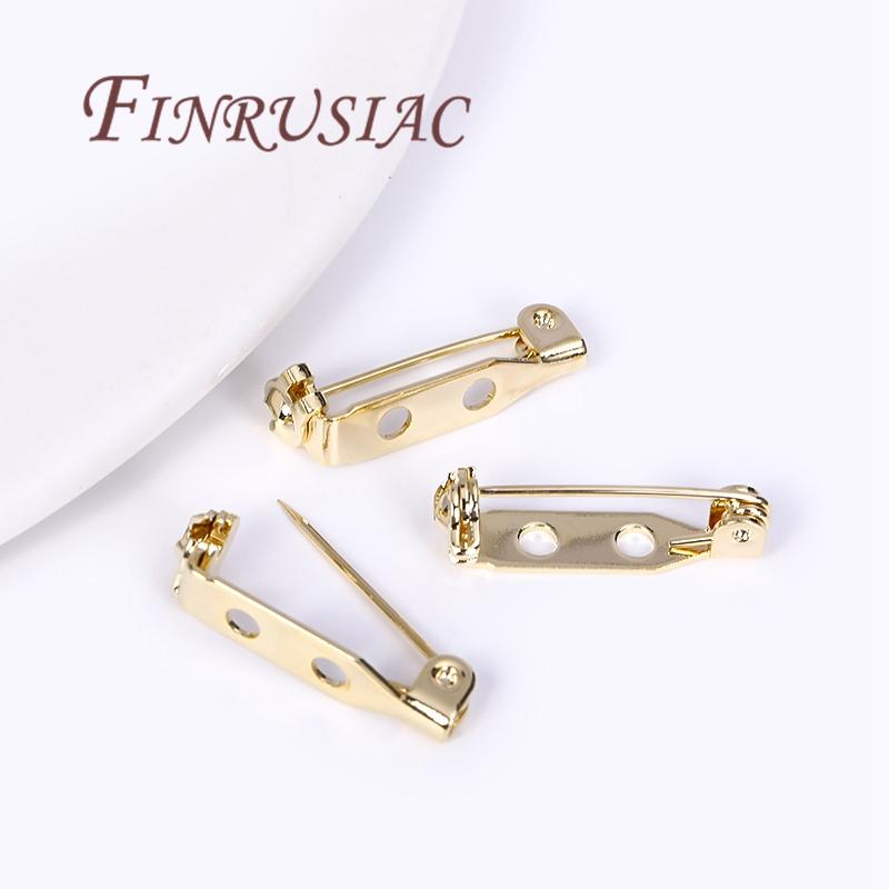 5Pcs 14K Gold Plated Brooch Clip Base Pins Brooch Pin Base Brooch Settings Blank Base For DIY Jewelry Making Supplies