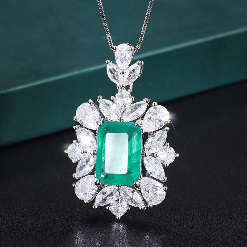 Jewelry Copper Bottom Gold-Plated Style Retro Simulation Color Treasure Rectangular 10 * 14 Pendant Women'S Jewelry