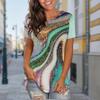 Women Summer T Shirt Trend Marbling Print Retro Fashion Short Sleeve Tees Casual   Printed  Tops