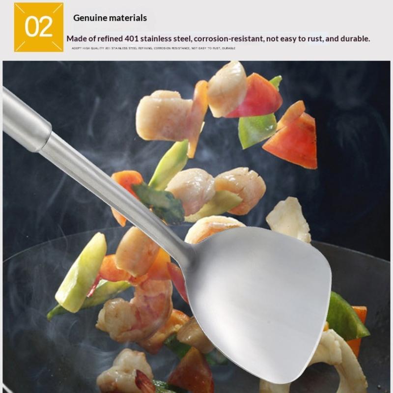 Durable Stainless Steel Frying Spatula Ladle Slotted Spoon Spatula Long Handle Kitchen Gadgets Kitchen Cooking Utensil