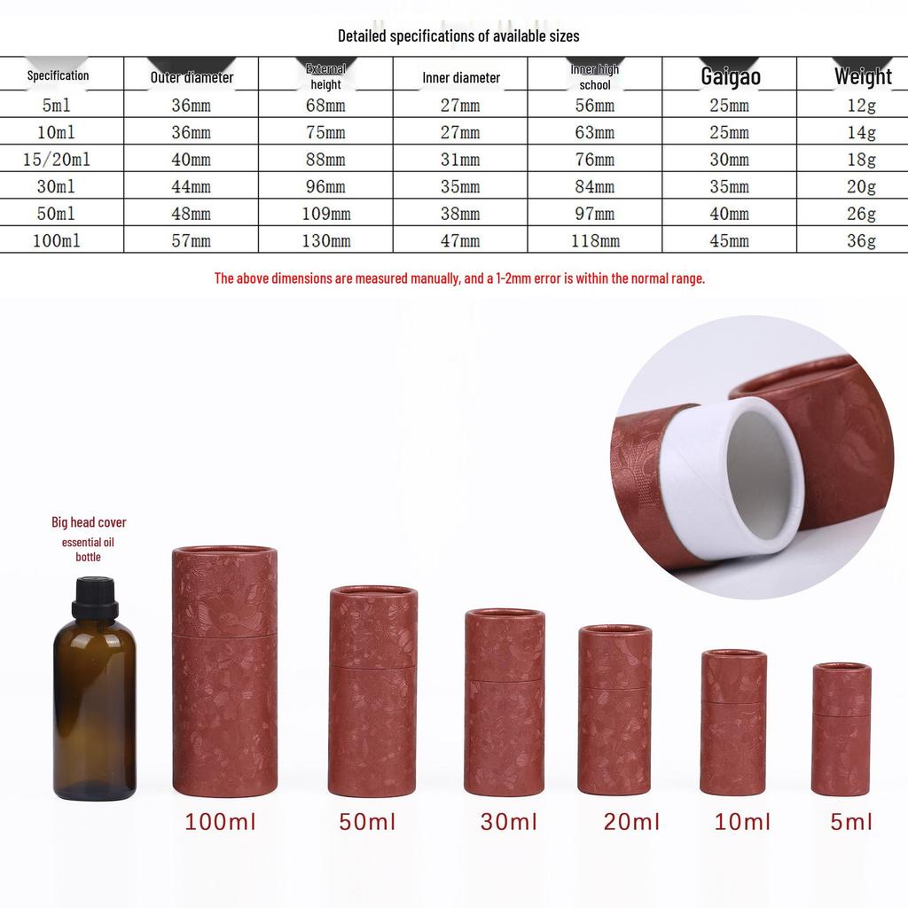 Essential Oil Bottle Paper Tube - Kraft Round Perfume and Cosmetics Gift Box