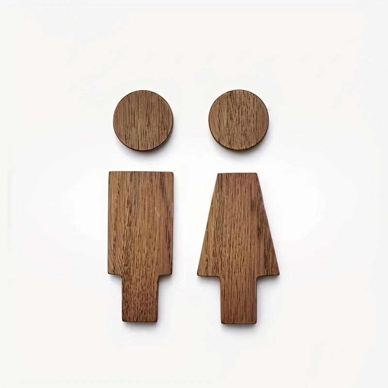 2Pcs Bathroom Decoration Premium Bathroom Sign Solid Wood Men'S And Women'S Toilet Sign Home Bathroom Decor