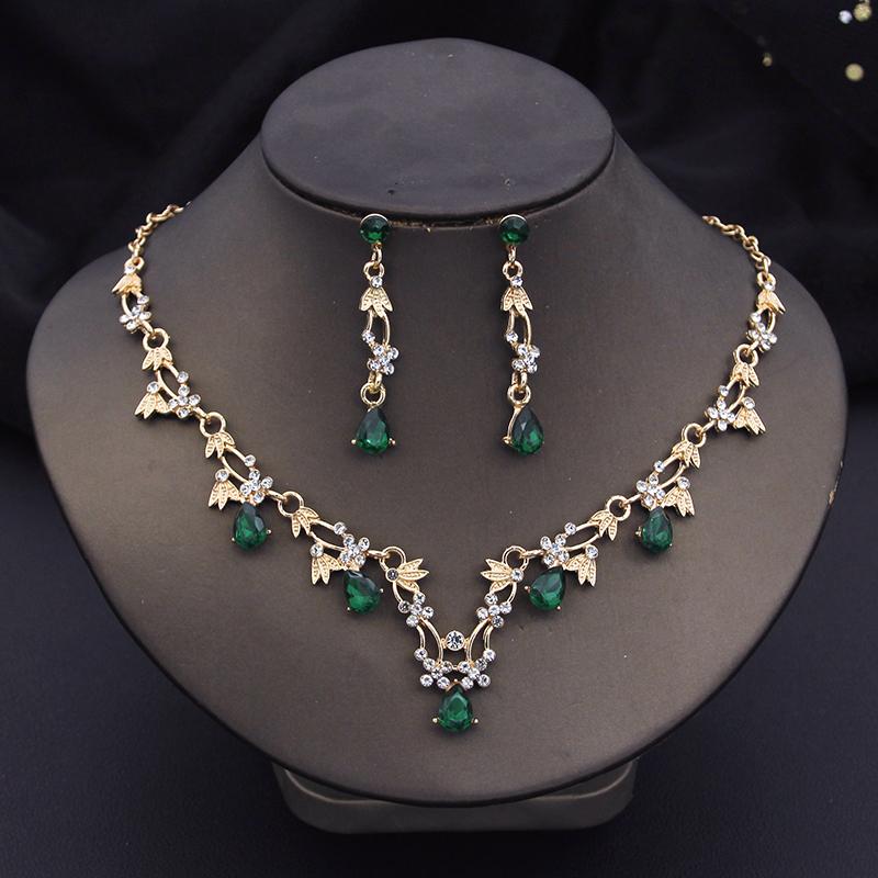 African Bridal Jewelry Sets for Women Fashion Flower Choker Necklace Set Wedding Necklaces and Earrings Costume Accessories