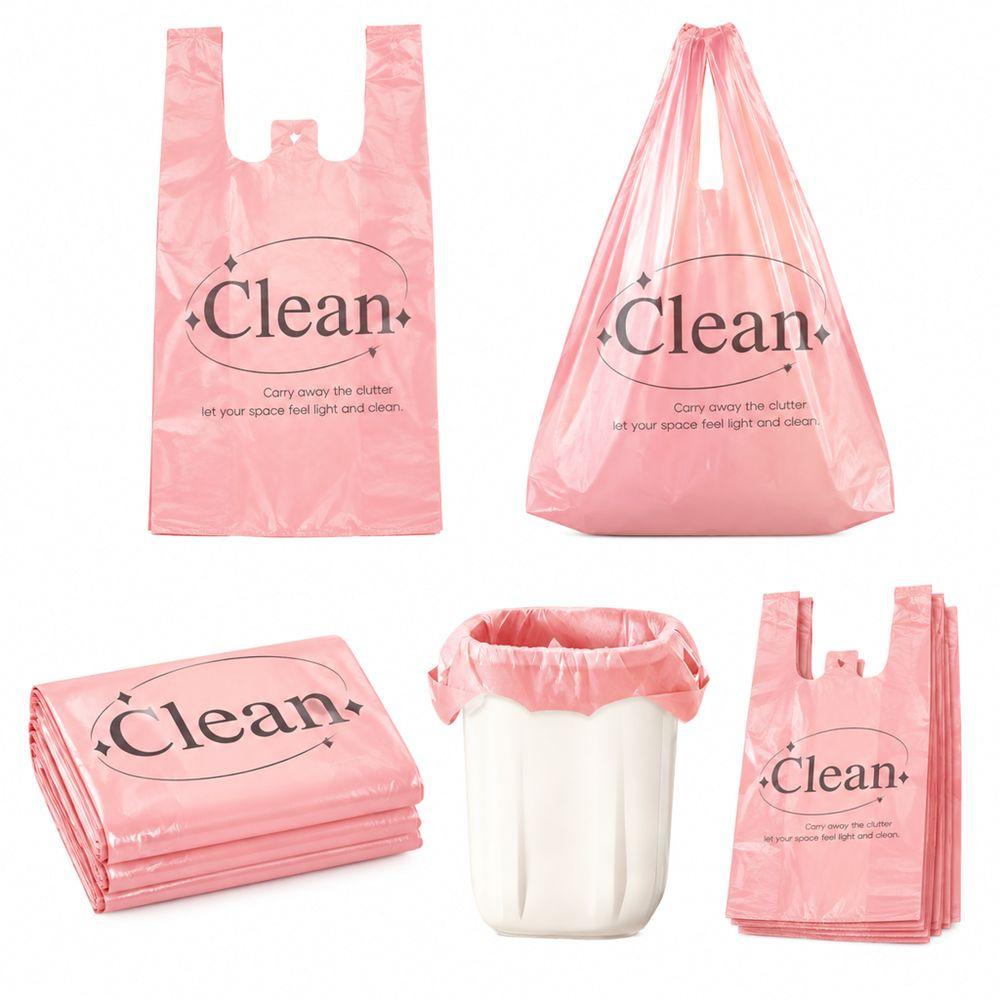 50Pcs Pull-Tear Printed Trash Bags Thickened Vest Bags New Garbage Bags Kitchen