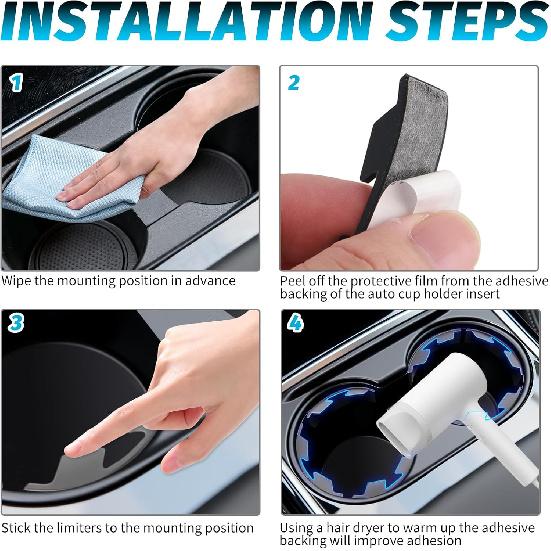 6PCS Upgraded Silicone Car Cup Holder ert with Arc Leaf Design,Soft Cupholder ert for Car to Reduce Cup Sliding & Shaking,Large Adhesive Backing Cups