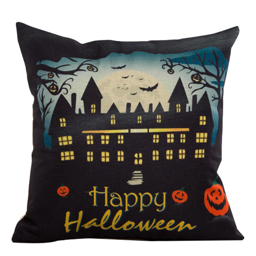 

Чехол для подушки с новым декором на Хэллоуин: 45*45 см, европейский ретро-принт замка, декоративная наволочка для дивана 450mm*450mm синий