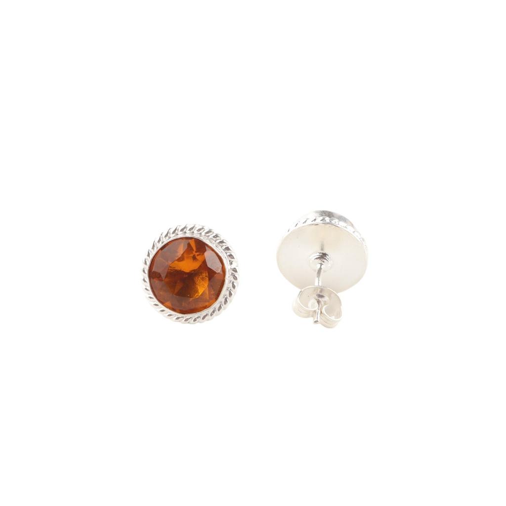 Citrine Gemstone 925 Stamped Silver Jewelry Handmade Stud Earrings 0.53" For Her EE-147-14