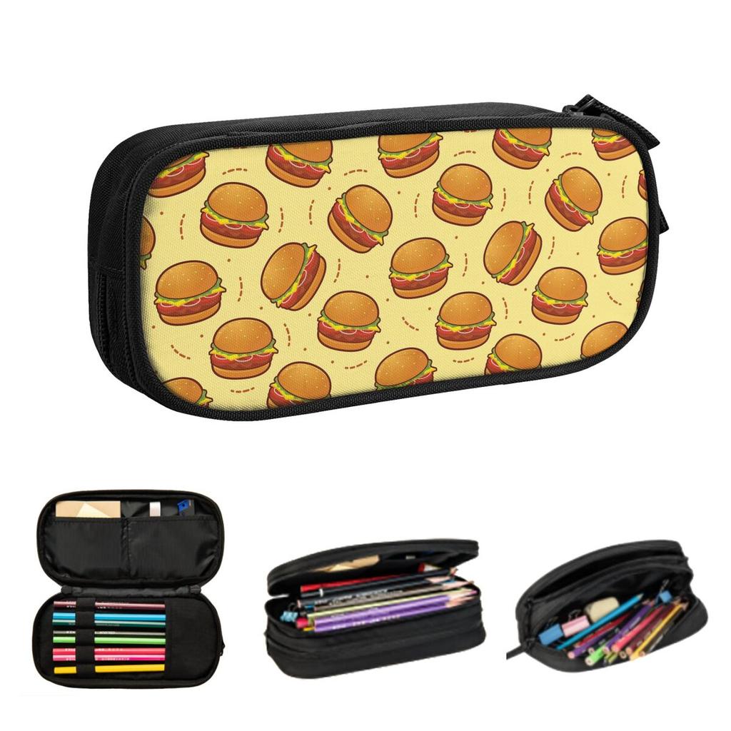 Burger-Muster Federmäppchen für Schülergeschenke Stiftebox Federtasche Große Kapazität Stifteetui