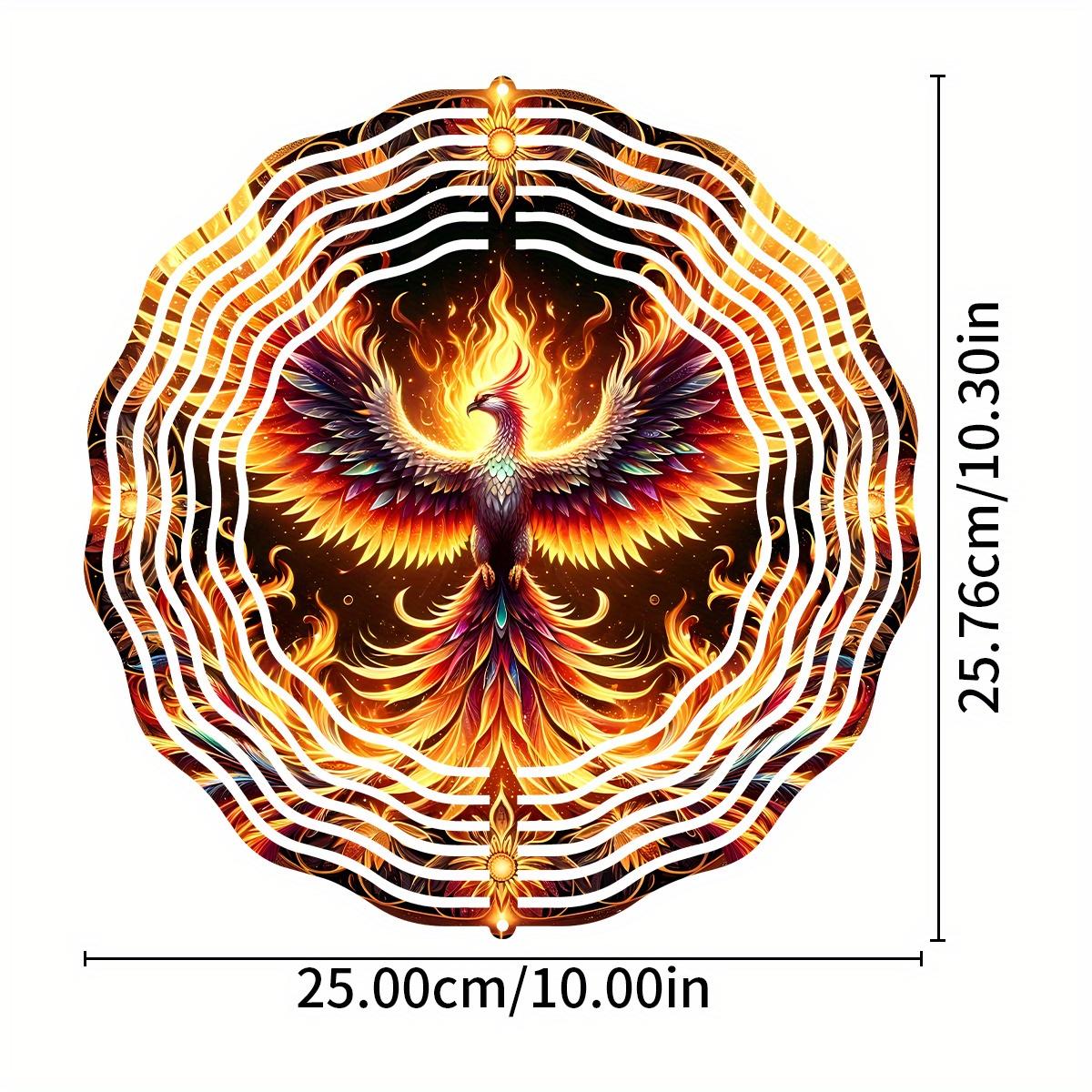 

Флюгер-спиннер Феникс с мифическими существами - 25,4 см Двусторонний металлический садовый декор с поворотным крюком 01A