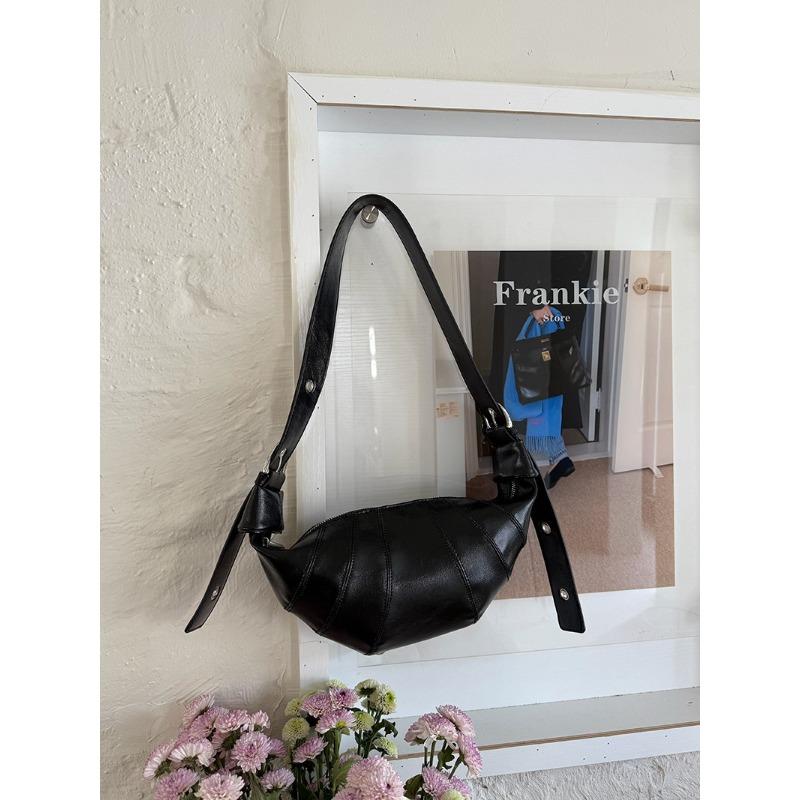 New bag retro niche croissant cowhide dumpling bag fashion one shoulder crossbody baguette women's bag