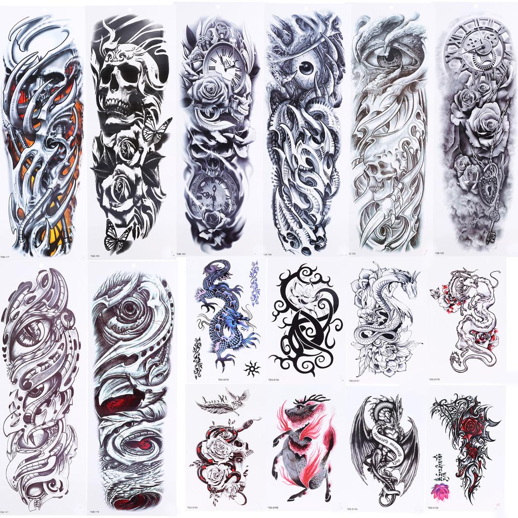 16 Stück gefälschte Tattoo-Aufkleber, temporäre, wasserdichte, große Körperkunst-Tattoos für Arme, Beine