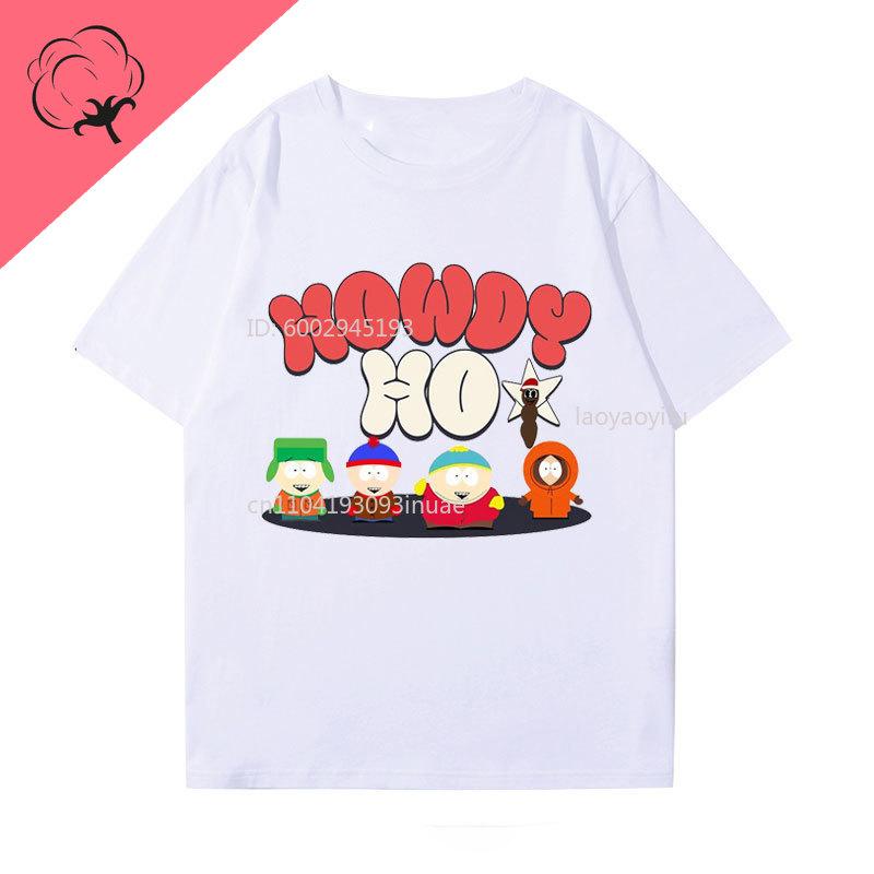Camiseta South Park Howdy Cartunisex Quotation Short Sleeve Funny Humor Cartoon Enthusiast Camisa Oneck Cotton Printed Summer Shirt