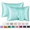 Zeby Luxury Silky Pillowcase Soft Comfortable Smooth Satin Pillow Cases High End Solid King Pillow Cover Home Queen Pillowcases
