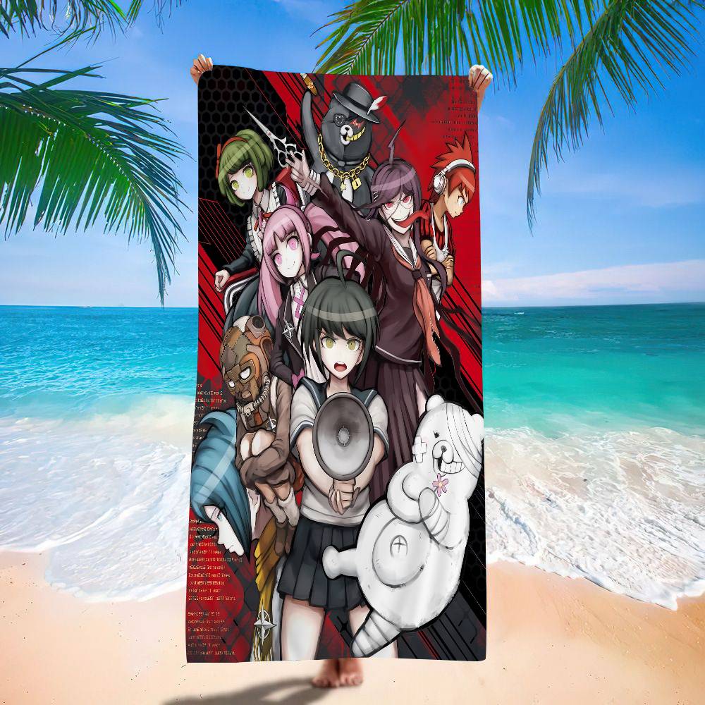 Anime Game D-DanganRonpaS Bath Towel Microfiber Soft Water Absorbing Breathable For Girl Kids Decorative Cartoon Beach Towel