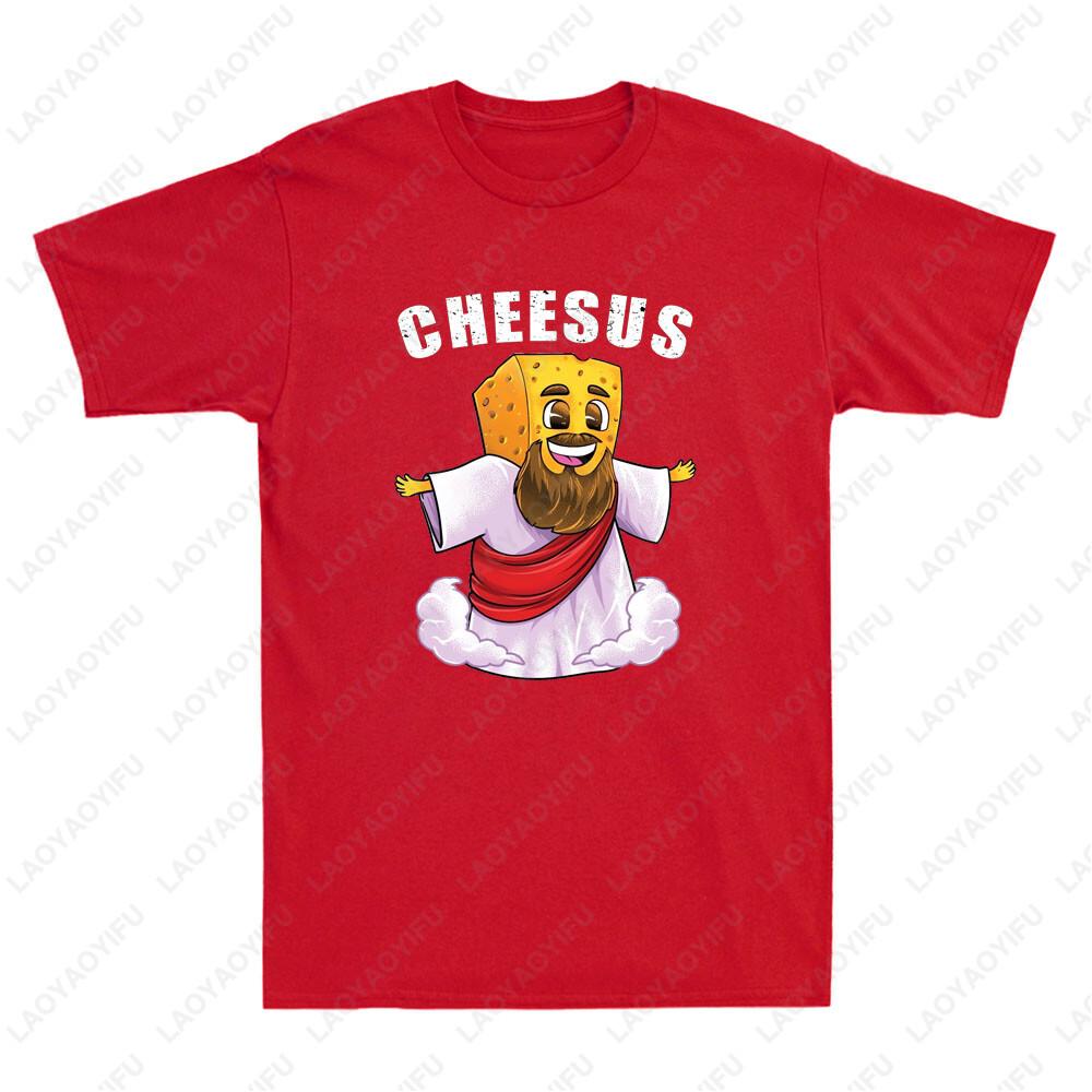 Cheesus Jesus Christ Funny Jesus Cheese Christian God Meme Vintage Unisexs Tshirt Summer Casual Comfort Soft Cotton Tees Tops