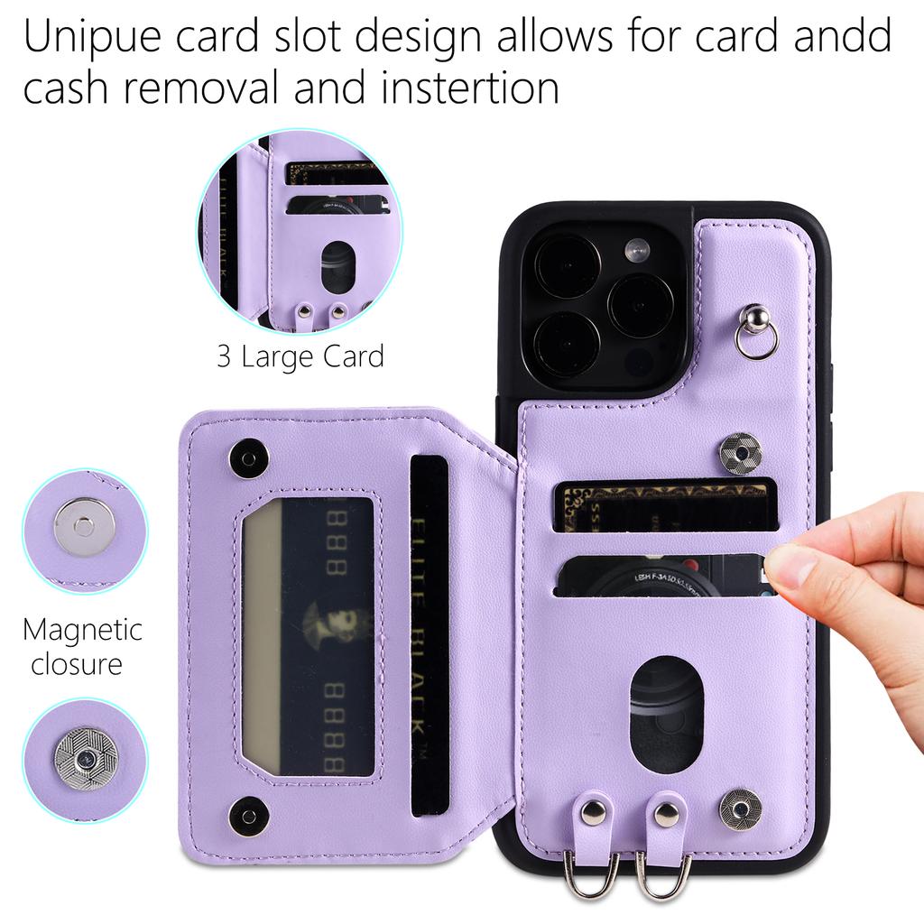 Crossbody Kožená peněženka Slot na karty Flipové magnetické pouzdro pro Samsung S23 S22 S21Ultra Plus A14 A54 A53 iPhone 15 14 Plus 13 12 Pro Max 11 XR 8 7 6S Plus