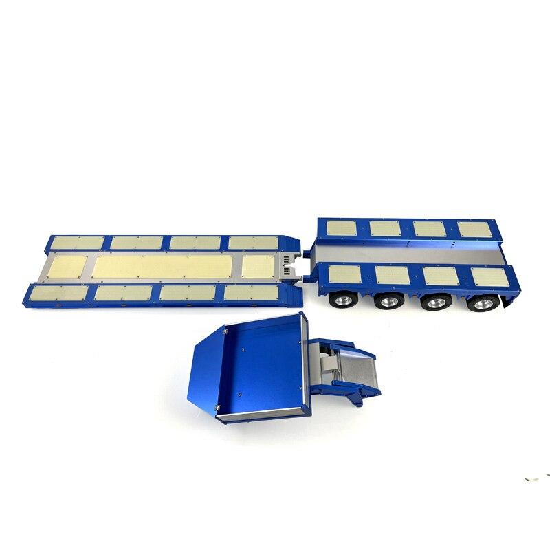 Metalowa 4-osiowa przyczepa sterowana do 1/14 TAMIYA Scania Man Actros Volvo RC Tractor