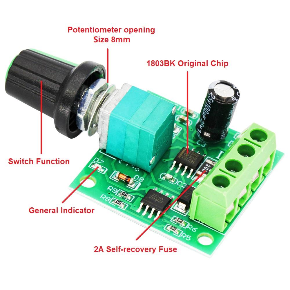 DC 1.8V 3V 5V 6V 12V 2A 1803BK PWM Motor Geschwindigkeitsregler Niederspannungsmotor Geschwindigkeitsregler Schalter PWM Einstellbares Ansteuermodul
