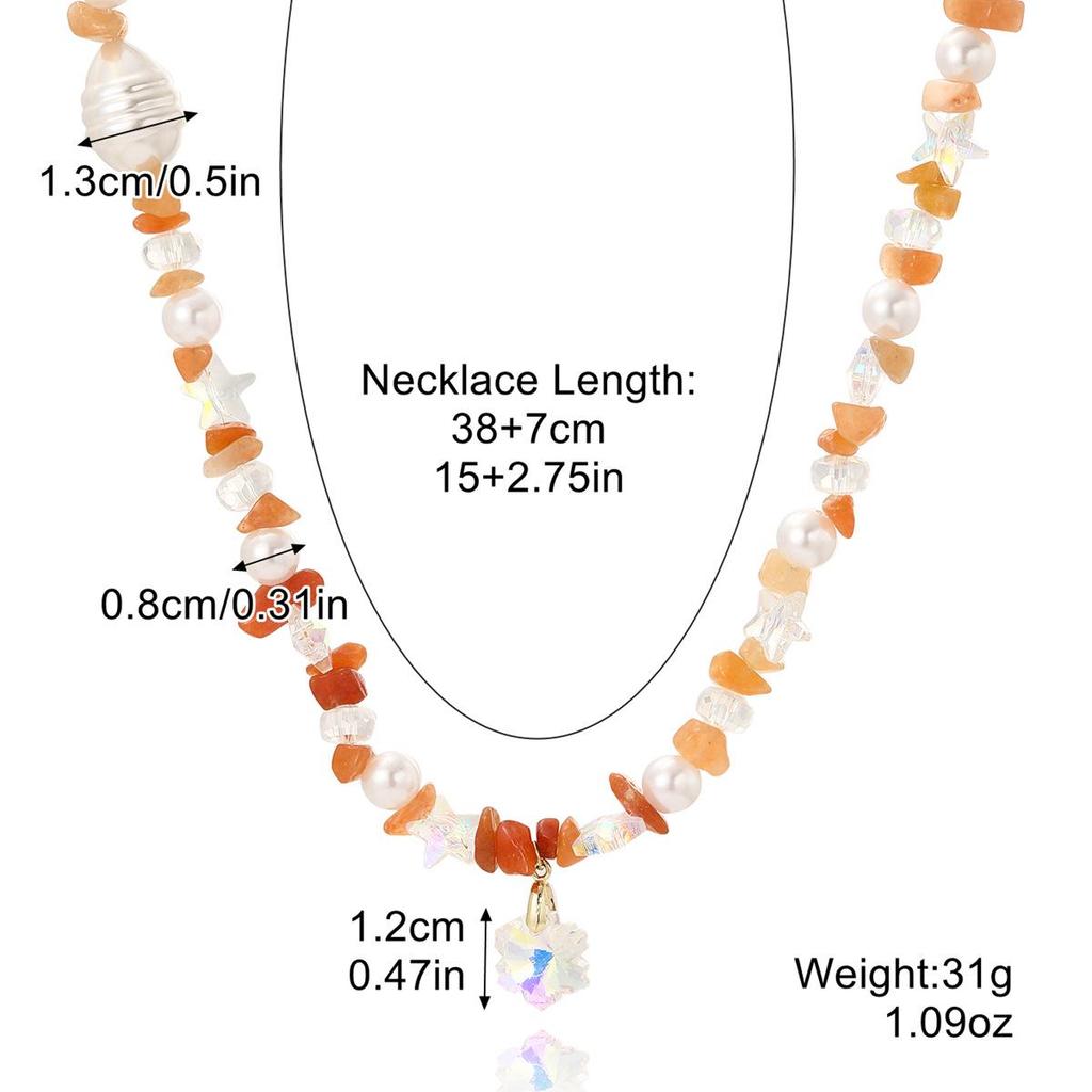 European & American Bohemian Colored Gravel Natural Stone Necklace for Women - Summer Jewelry