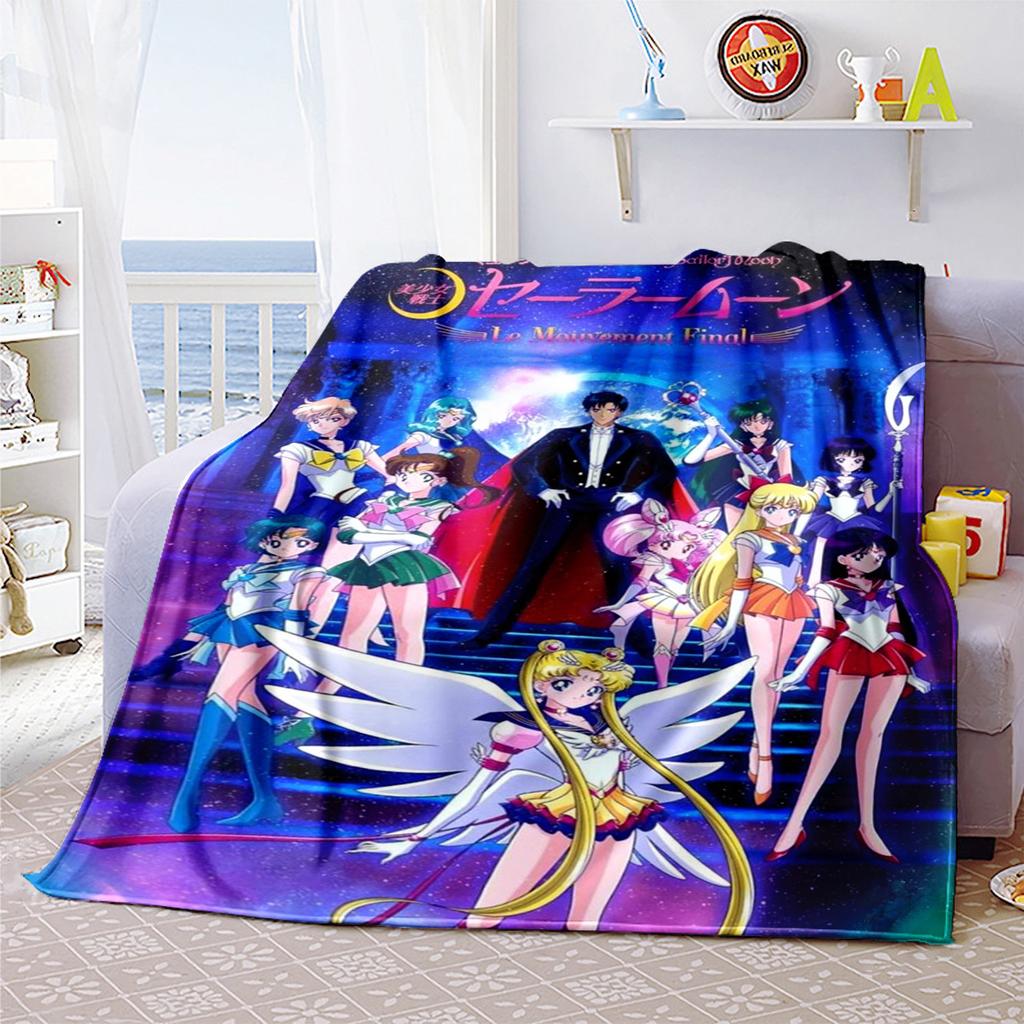 Japanischer Anime niedliches Cartoon-Thema Sailor Moon Tsukino Usagi Decke geeignet für Heimbetten, Sofabezüge, Büro-Nickerchen, Outdoor-Warme Decken O15