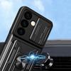 Armored Case for Samsung Galaxy S24, Camera Slide Card Slot, Black
