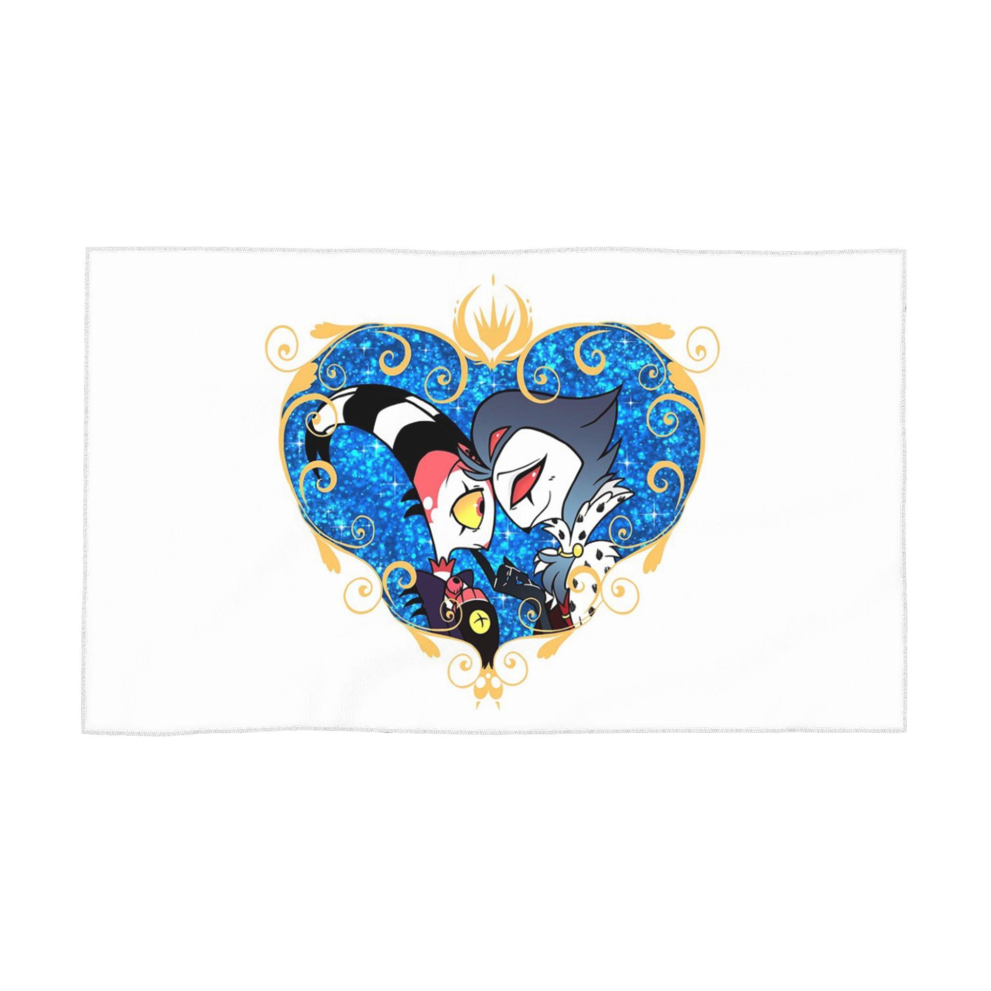 

Helluva Boss Stolas and Blitzo Heart Frame Soft Face Towel Quick Dry Pool Bath Cotton Towels Breathable W30*H60(CM)