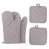 Maniques et dessous de plat résistants à la chaleur, ensemble de 4 pièces, coton extra épais, 12 pouces de long, gris