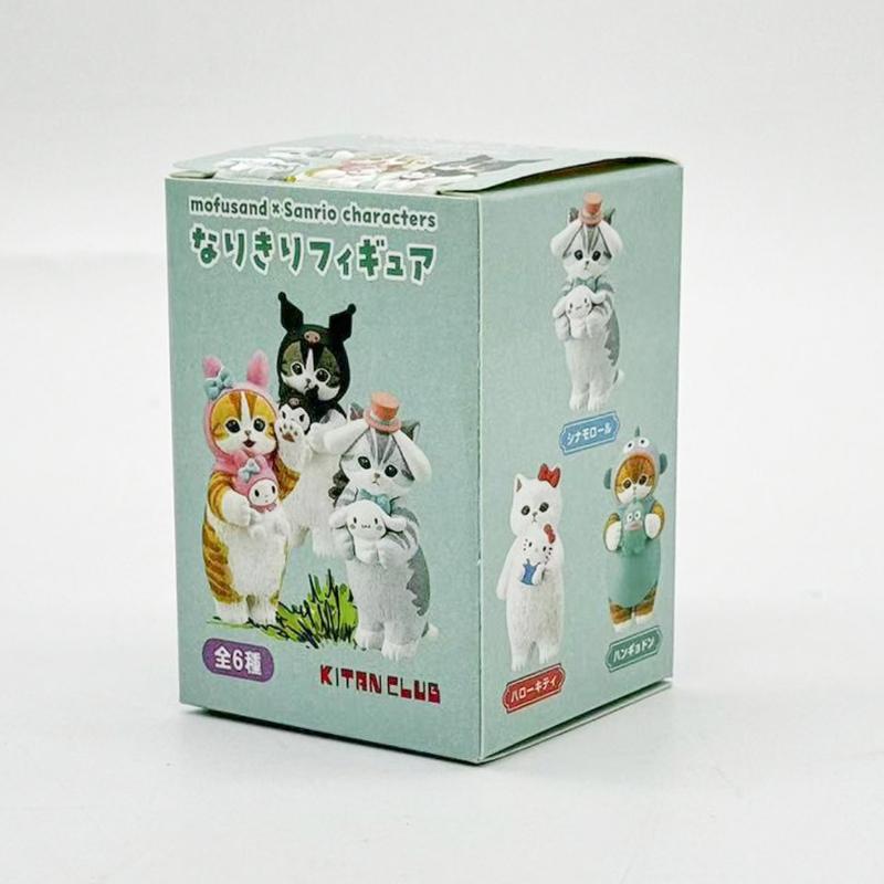 

Mofusand Cats Blind Box Wearing Sanrio Characters Clothes Holding Kuromi Hello Kitty Melody Cinnamoroll Ornaments Toy Children Gifts