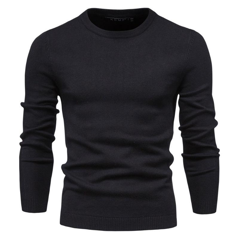Autumn Men s Burgundy Slim Fit Crew Neck Sweater Knitted Pullover M