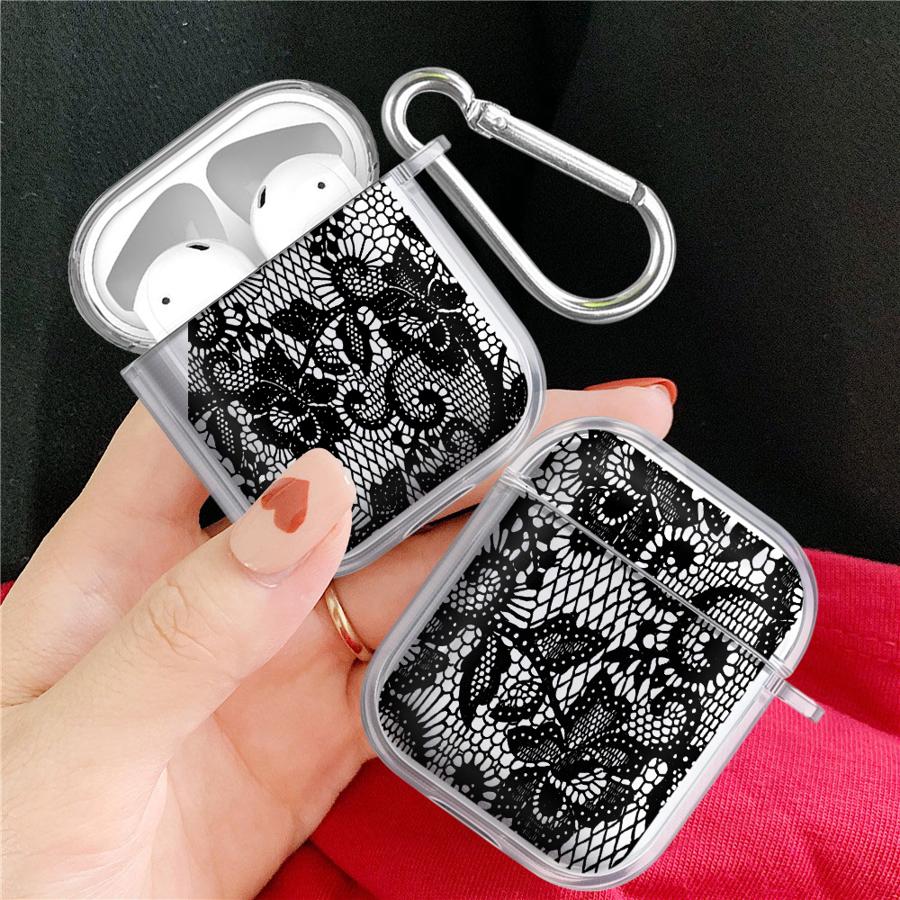 Klare Kopfhörerhüllen Hülle Für Airpods Pro3 4 Pro 1 Pro2 3 2 Blumenstempel-Muster