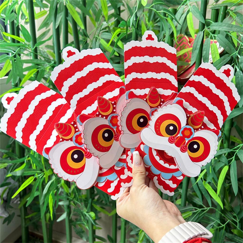 Chinese New Year Red Envelopes Eye Catching Red Envelopes In Chinese Lions Head Style For Festive Gift Giving
